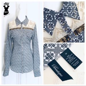 Black and Gold Button Up Blouse: country western bling